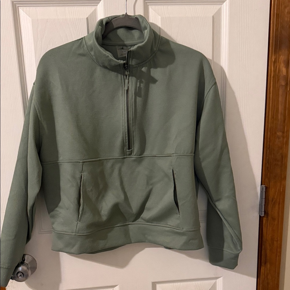 Danskin Sage Green Women's Half-Zip Pullover Sweatshirt